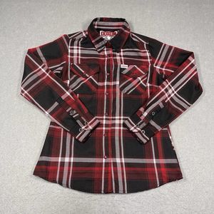 Dixxon Shirt Womens Small Red Black Flannel The Matchless Pearl Snap Western